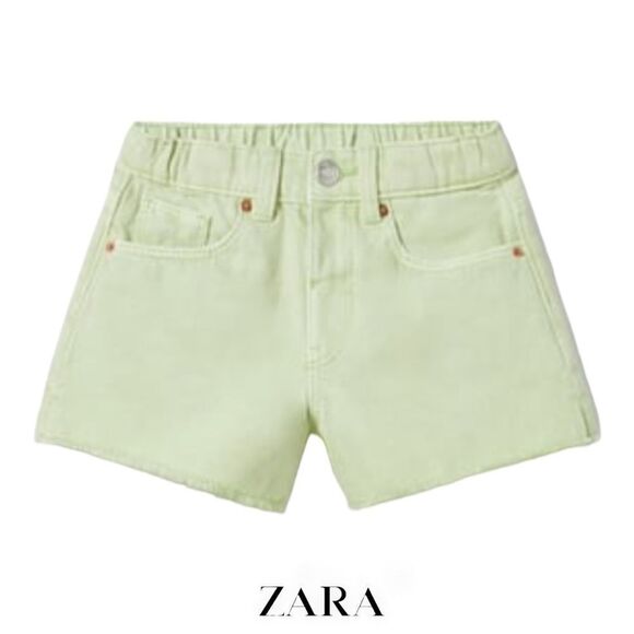 ZARA Kids | Green | MOM FIT DENIM SHORTS - Picture 1 of 4